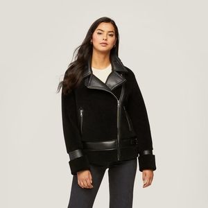 SOIA KYO LINNEA - FAUX SHERPA JACKET WITH MOTO COLLAR